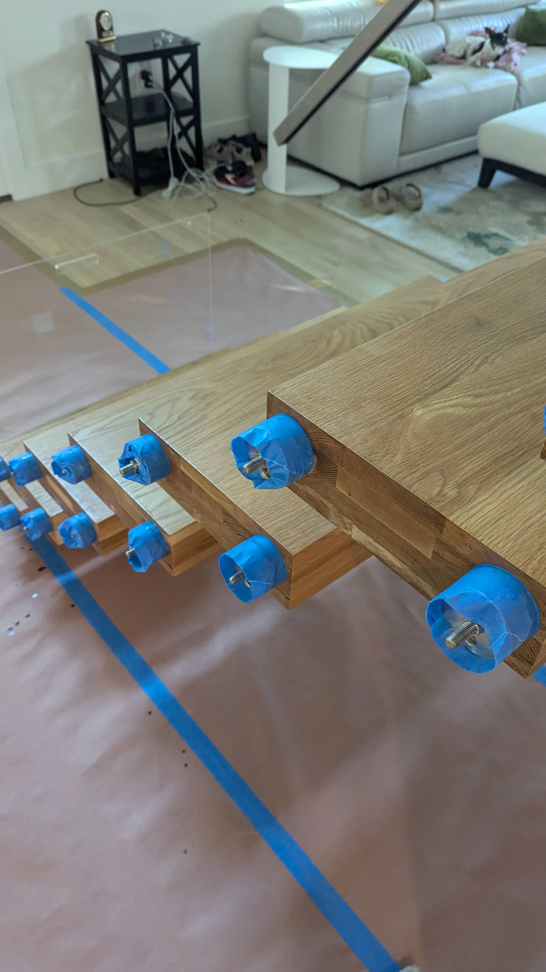 Custom oak stair tread woodworking